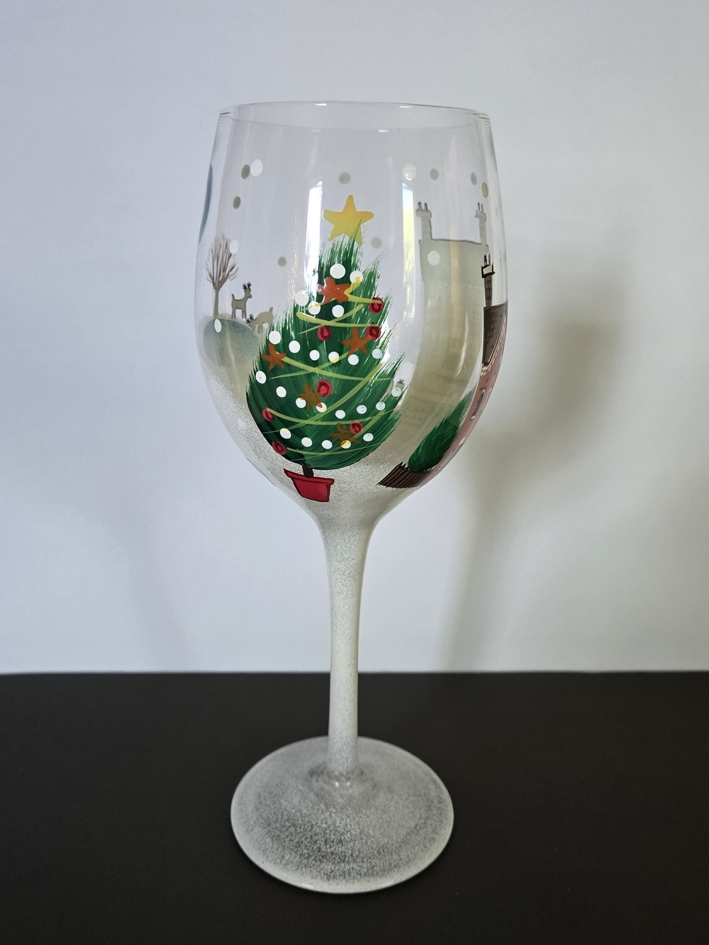 Hand Painted Stemmed Wine Glass